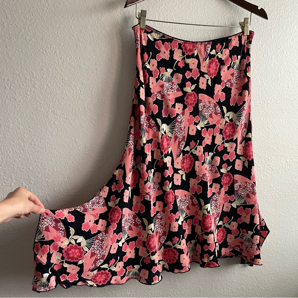Y2K Floral Skirt With Asymmetrical Hem